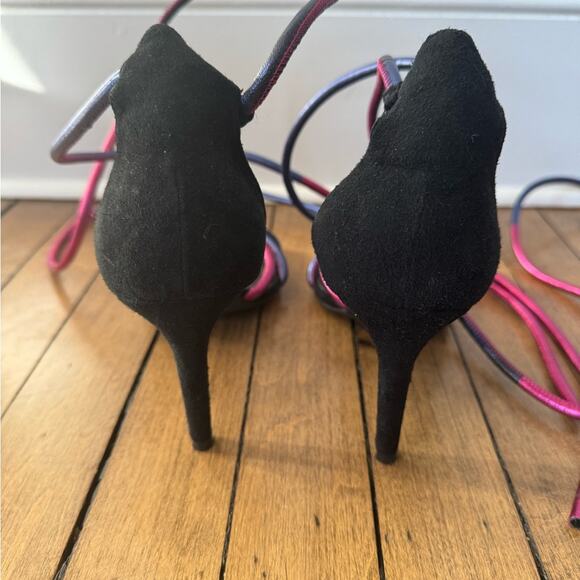 Free People Jessa Metallica Cord Ankle Wrap Suede Heels 39 / 9 - Picture 6 of 9